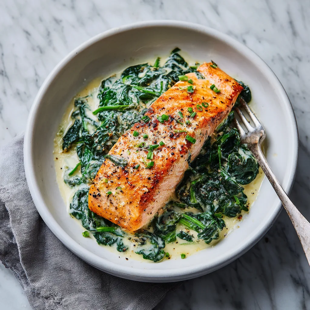 creamy spinach salmon, baked salmon with spinach