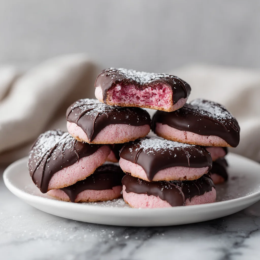 Chocolate Dipped Raspberry Heart Cookies – A Romantic Treat That Melts Hearts 💖🍫